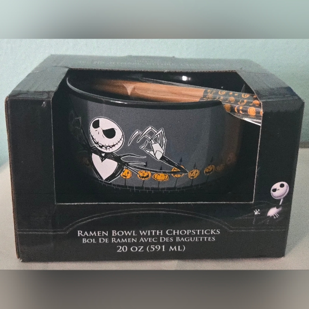 Nightmare Before Christmas Ramen Bowl with Chopsticks New